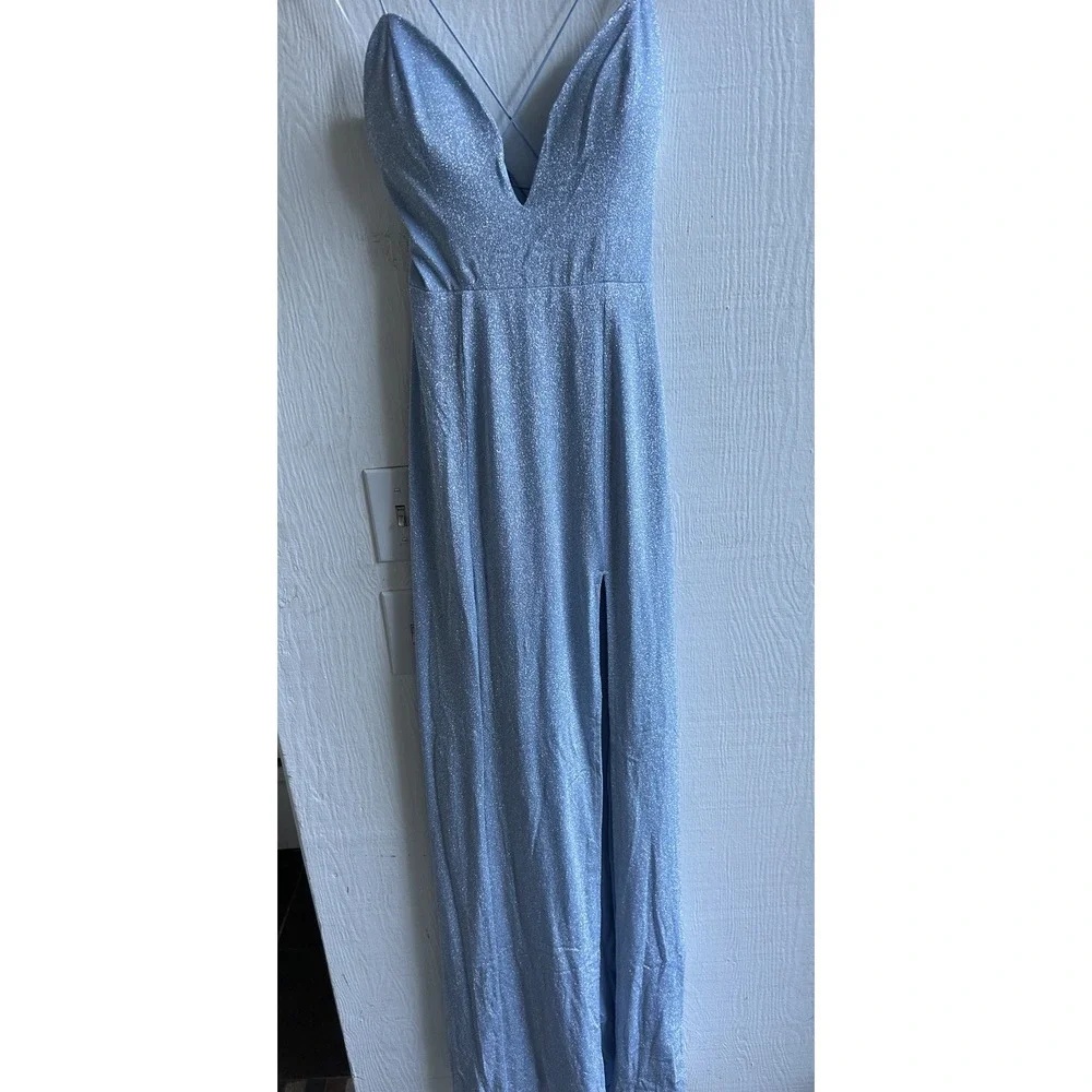 Hello Molly Dear Emilia Companion Star Maxi Dress Size XS Blue Lined Sparkle NWT - Picture 7 of 13